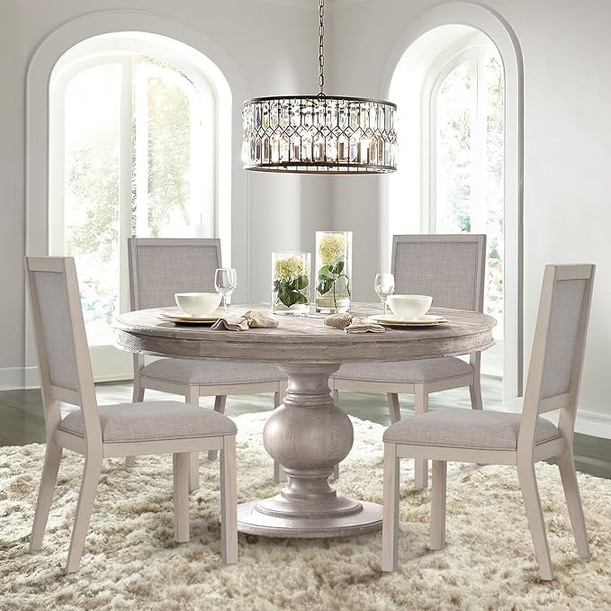 COLAMY Wooden Dining Chairs Set of 2, Mid Century Modern Upholstered Dining Chairs, 19 Inch Fabric Dining Room Chair with Back for Kitchen Dining Living Room Courtyard Waiting Leisure Area, Ivory - LeafyLoom