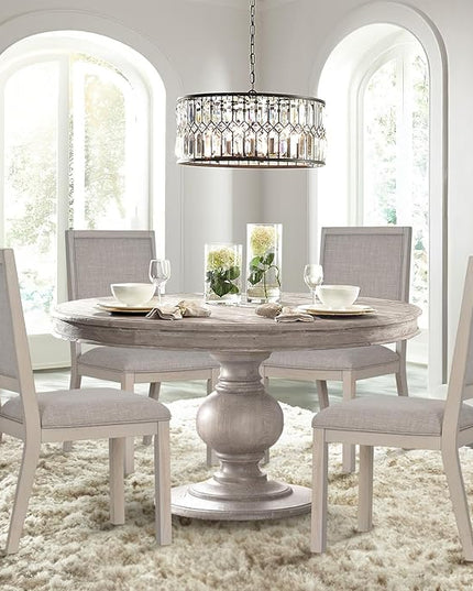 COLAMY Wood Dining Chairs Set of 4, Mid Century Modern Upholstered Kitchen Chairs,19 Inch Fabric Dining Chair with Back for Kitchen Dining Room, Ivory - LeafyLoom