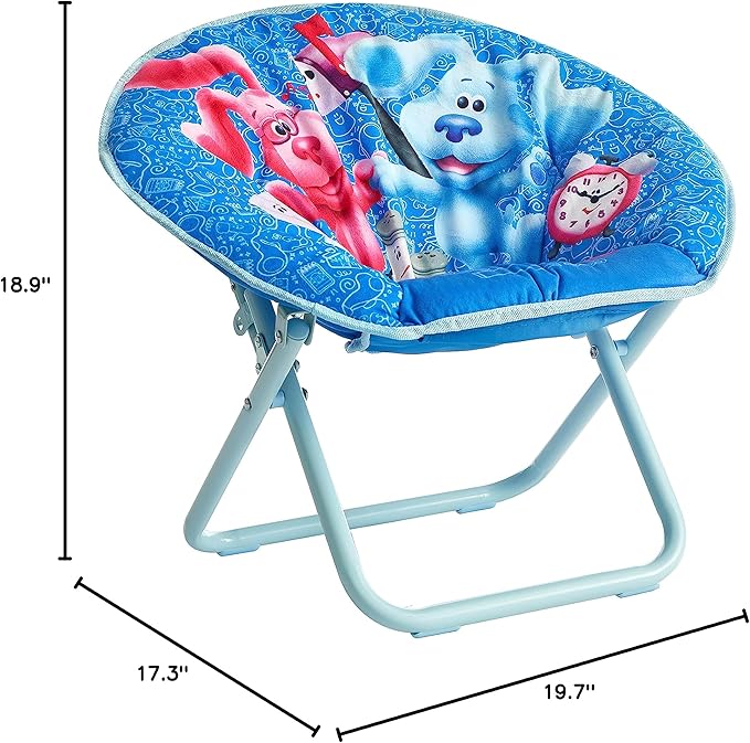 Nickelodeon Blues Clues Toddler 19” Folding Saucer Chair with Cushion, Ages 3+, Polyester - LeafyLoom