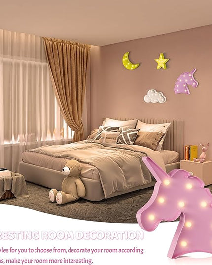 Pink Unicorn Decor, Battery Powered Unicorn Night Light for Kids, Unicorn Party Decorations, Unicorn Birthday Decorations for Girls, Pink Room Decor, Pink Decor, Pink Wall Decor - LeafyLoom