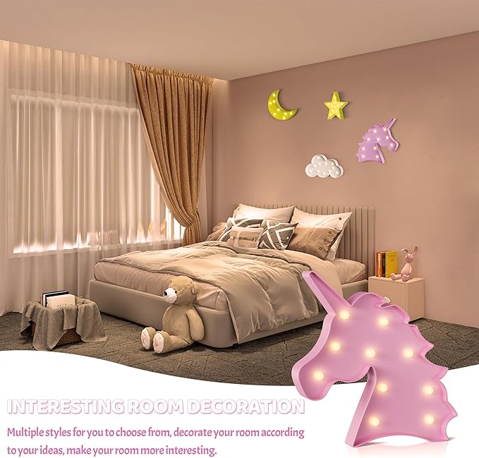 Pink Unicorn Decor, Battery Powered Unicorn Night Light for Kids, Unicorn Party Decorations, Unicorn Birthday Decorations for Girls, Pink Room Decor, Pink Decor, Pink Wall Decor - LeafyLoom
