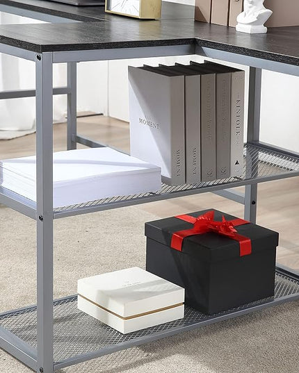 HOMCOM 83" Two Person Computer Desk with 2 Storage Shelves, Double Desk Workstation with Book Shelf, Long Desk Table for Home Office, Black - LeafyLoom