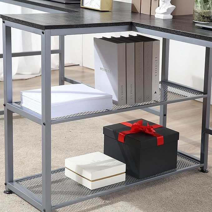 HOMCOM 83" Two Person Computer Desk with 2 Storage Shelves, Double Desk Workstation with Book Shelf, Long Desk Table for Home Office, Black - LeafyLoom