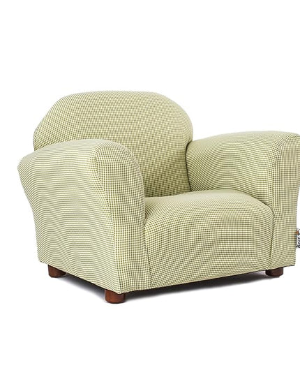 KEET Roundy Kid's Chair, Gingham Chair Only, Wood,Green - LeafyLoom