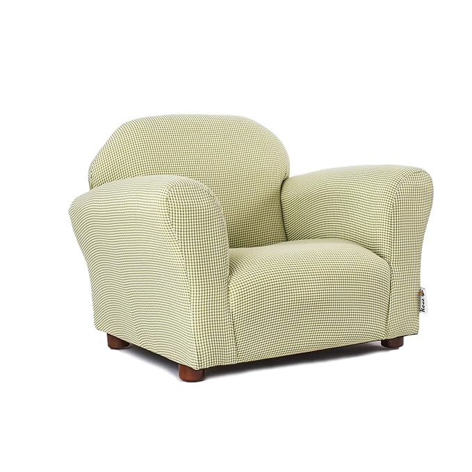 KEET Roundy Kid's Chair, Gingham Chair Only, Wood,Green - LeafyLoom