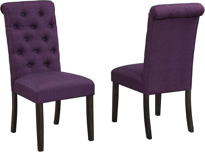 Roundhill Furniture Leviton Urban Style Dark Washed Wood Dining Set: Table, 4 Chairs and Bench, Purple - LeafyLoom