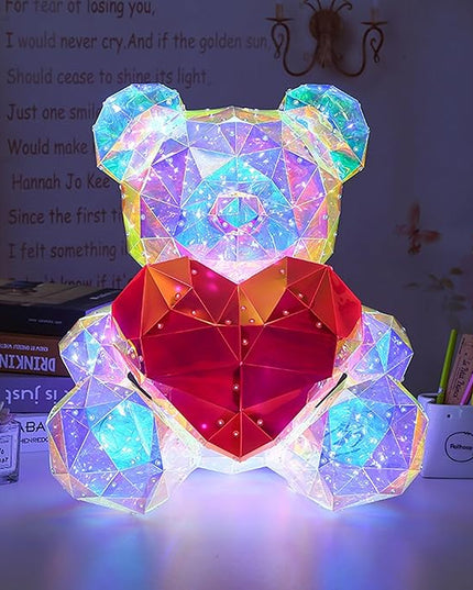 Glowing Teddy Bear,Teen Girl Gifts Trendy Stuff,LED Lights Up Bear Night Light,Galaxy Bear Lamp Bedrooms Bedside Nursery Decor Lights,Unique Gift for Woman Girls Kids Mon with Transparent Gift Box - LeafyLoom