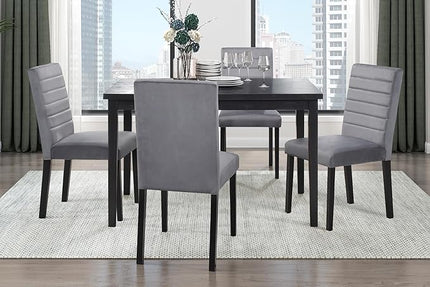 NicBex Dining Table Bar Table and Chairs Set 5Pc Dining Set with 1 Dining Table and 4X Velvet Side Chairs for Kitchen, Breakfast Nook, Small Space, Casual Style, Black - LeafyLoom