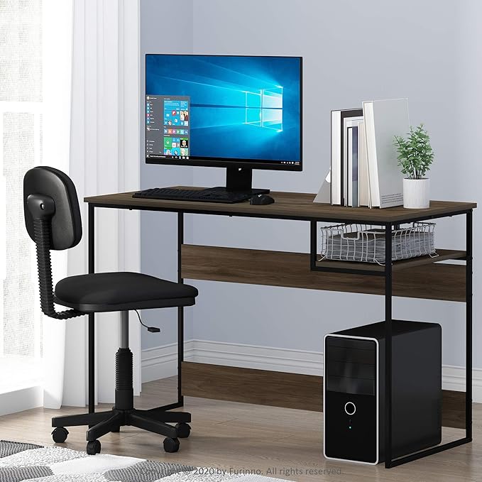 FURINNO Moretti Lifestyle Study Desk, 45 Inches, Columbia Walnut - LeafyLoom