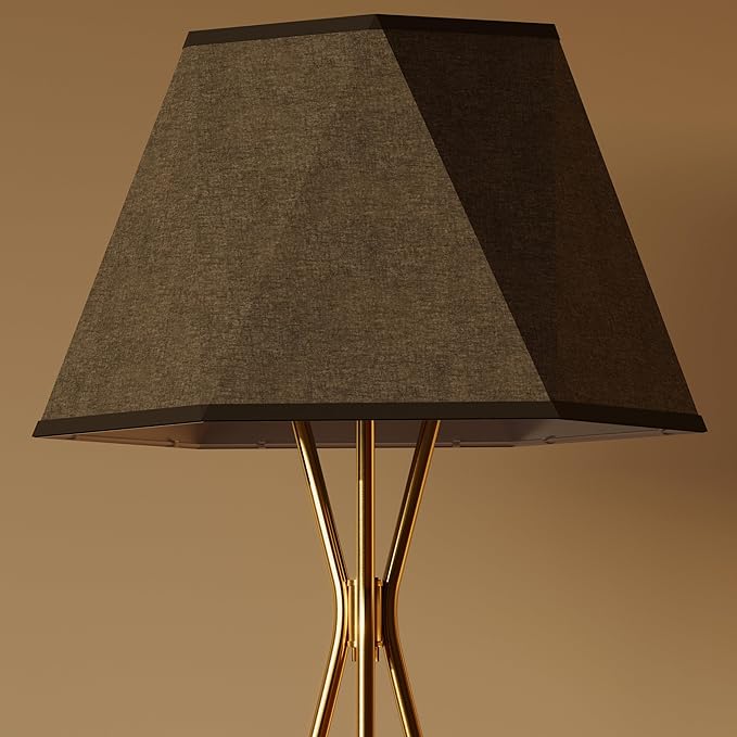 Inlight 65" Modern 1-Light Black and Gold Tripod Floor Lamp with Geometric Design Shade and Black Metal Legs, Bulb Not Included, IN-0808-1-BK - LeafyLoom
