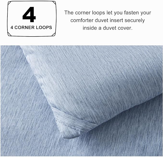 CozyLux Full Size Comforter Set - 3 Pieces Blue Soft Luxury Cationic Dyeing Bedding Comforter for All Season, Breathable Lightweight Fluffy Bed Set with 1 Comforter and 2 Pillow Shams - LeafyLoom