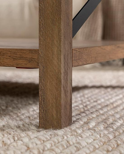Walker Edison Sedalia Modern Farmhouse Metal X Coffee Table, 40 Inch, Rustic Oak - LeafyLoom