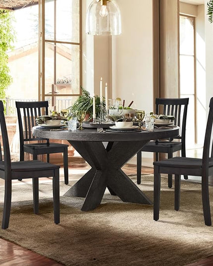 COLAMY Wooden Dining Chairs Set of 2, Spindle High Back Windsor Kitchen Side Chair, Farmhouse Dining Chairs for Kitchen and Dining Room, Dark Brown - LeafyLoom