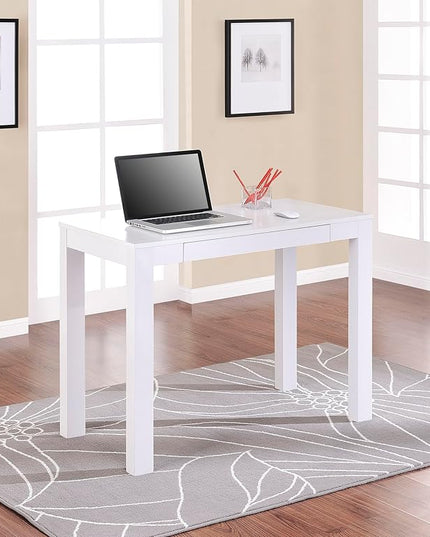Ameriwood Home Parsons Desk with Drawer, White - LeafyLoom