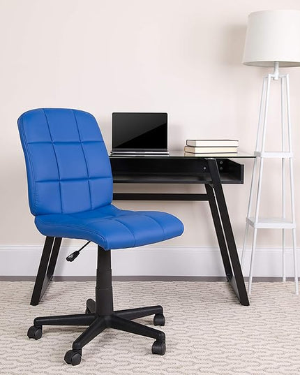 Flash Furniture Clayton Mid-Back Blue Quilted Vinyl Swivel Task Office Chair - LeafyLoom