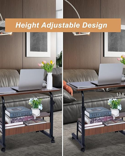 Adjustable Desk Standing Desk Small Desks for Small Spaces Portable Laptop Computer Desk Table for Bedrooms Couch Desk for Home Office Table Mobile Rolling Desk on Wheels Desk with Storage - LeafyLoom
