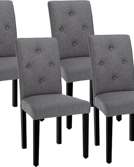 VECELO Upholstered Dining Chairs Set of 4 Modern Fabric and Solid Wood Legs & High Back, Parsons for Kitchen/Living Room-DGRY - LeafyLoom