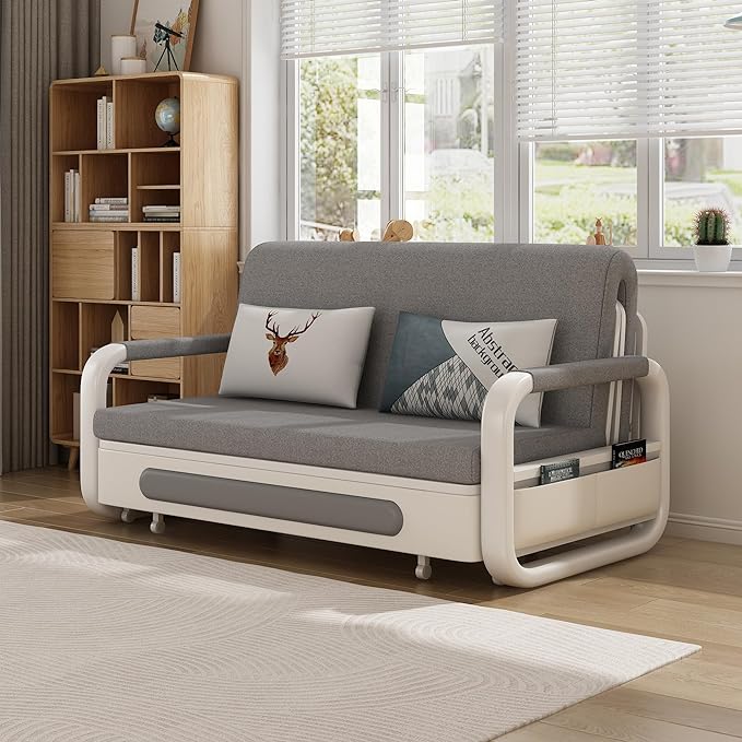 Convertible Sleeper Sofa Bed, Modern Pullout Couch Bed with Pull Out Bed, Adjustable Backrest, Loveseat Futon Sofa for Living Room Furniture (34.6" D x 50.3" W x 34.2" H)… - LeafyLoom