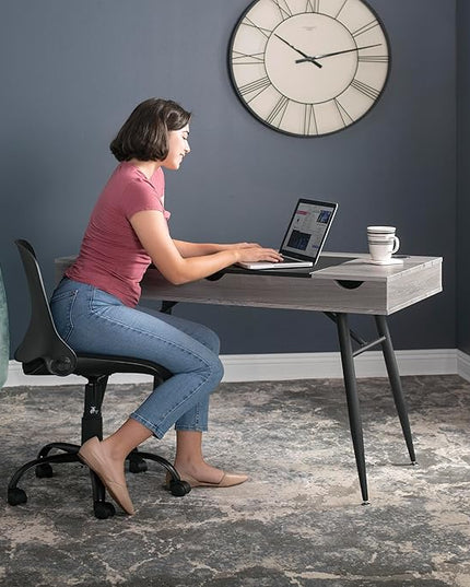 Calico Designs Nook Modern Office, Laptop, Writing Desk with Storage Compartments, Black/Greywash - LeafyLoom