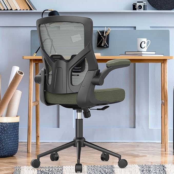 Office Chair, High Back Desk Chair Adjustable Height and Ergonomic Design Home Office Computer Chair Executive Lumbar Support Padded Flip-up Armrest Swivel Task Chair - LeafyLoom