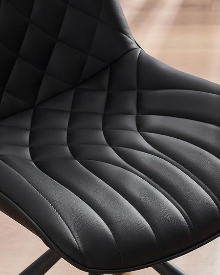 YOUNUOKE Upholstered Dining Chairs Set of 2 Comfortable Mid Century Modern Kitchen Chair with Sturdy Metal Legs Faux Leather Dinner Chairs for Kitchen Dining Room, Black - LeafyLoom