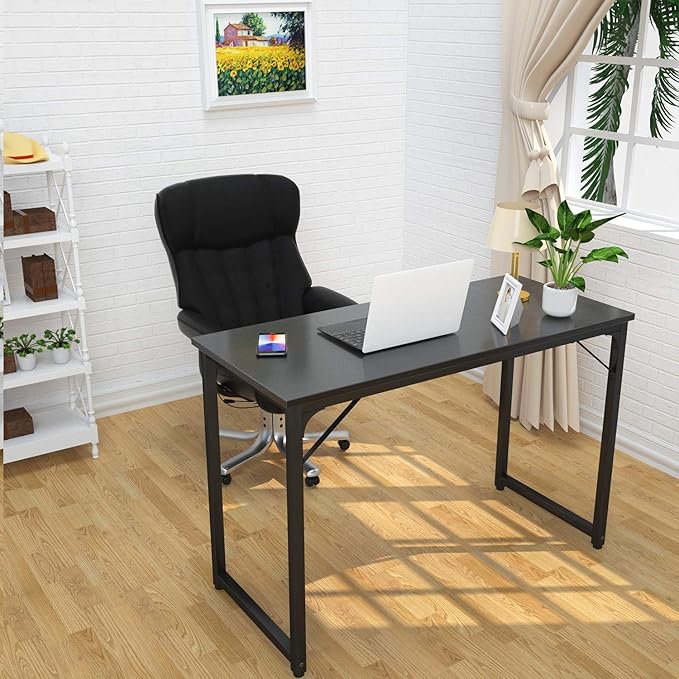 Foxemart Modern Small Computer Desk, 32 Inch, Sturdy Laptop Study Desk Table for Home Office, Black - LeafyLoom