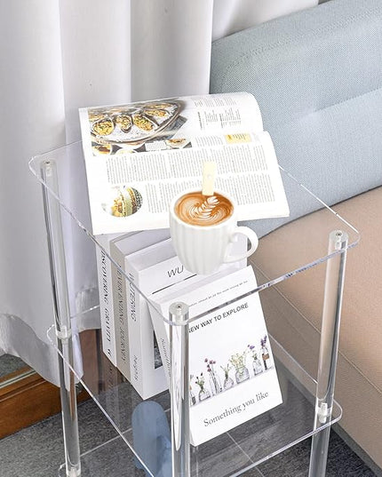Acrylic Bookcase for Small Spaces, 3 Tier Clear Bookshelf for Bedroom, Bathroom, Living Room, Multipurpose Shelving Unit for Collectibles, Plants, Display, 15.7'' L x 11.8'' W x 30.7'' H - LeafyLoom