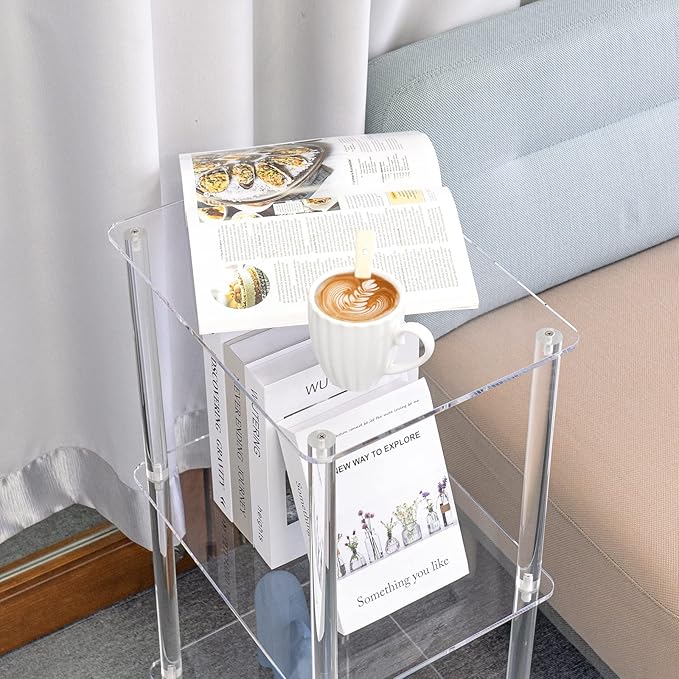 Acrylic Bookcase for Small Spaces, 3 Tier Clear Bookshelf for Bedroom, Bathroom, Living Room, Multipurpose Shelving Unit for Collectibles, Plants, Display, 15.7'' L x 11.8'' W x 30.7'' H - LeafyLoom