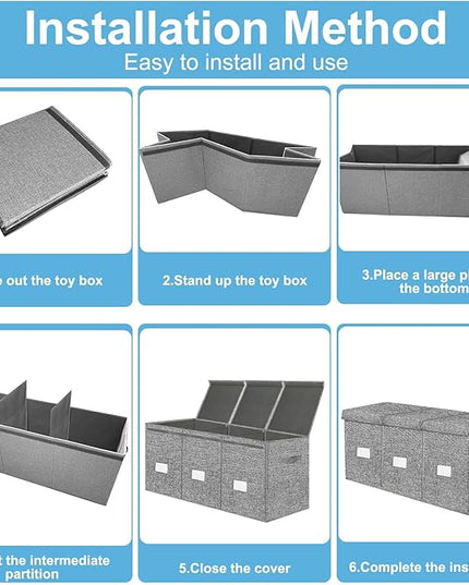 Extra Large 3 in 1 Storage Box, 150L, Grey, Polyester Blend, Waterproof, for Kids Room, Arts & Crafts, 39.4x14.0x16.0 inches - LeafyLoom