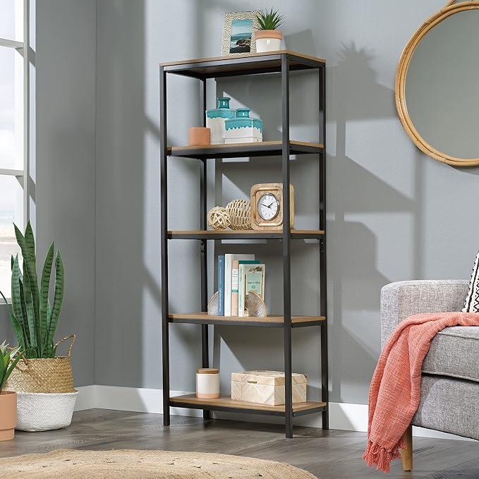 Sauder North Avenue Tall 4-Shelf Bookcase/ Book shelf, Sindoori Mango finish - LeafyLoom