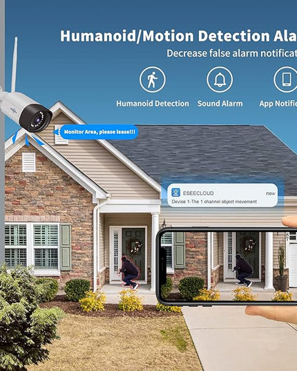 Hiseeu 5MP WiFi Security Camera System,3TB HDD, 16 Channels 8MP NVR Surveillance CCTV System Kit,Outdoor 2 Way Audio, Color Night Vision with Spotlight, 24/7 Time Record Hiseeu