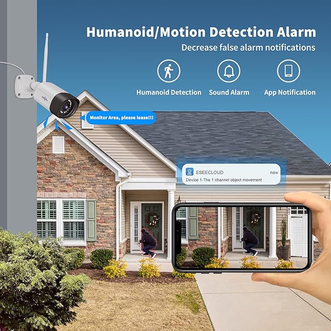 Hiseeu 5MP WiFi Security Camera System,3TB HDD, 16 Channels 8MP NVR Surveillance CCTV System Kit,Outdoor 2 Way Audio, Color Night Vision with Spotlight, 24/7 Time Record Hiseeu