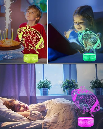 Attivolife Football Player Night Light for Kids, 3D Rugby Illusion LED Lamp, 16 Colors Changing with Remote Control & Touch, Best Room Decor Birthday Gifts for Outsports Lover Boys Teens Child - LeafyLoom