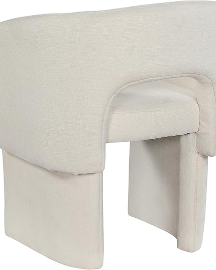 Meridian Furniture Emmet Collection Modern | Contemporary Dining Accent Chair with Rich Fabric, Steel Inner Frame, 26" W x 23.5" D x 30" H, Cream - LeafyLoom