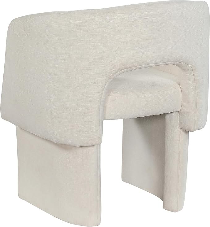 Meridian Furniture Emmet Collection Modern | Contemporary Dining Accent Chair with Rich Fabric, Steel Inner Frame, 26" W x 23.5" D x 30" H, Cream - LeafyLoom