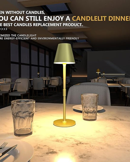 LED CordlessTable Lamp,4000mAh Rechargeable Battery Desk lamp,3 Level Brightness Night Light, Simple Design, for Couple Dinner/Coffee Table/Restaurant/Bedroom(Champagne gold 4Pack) - LeafyLoom