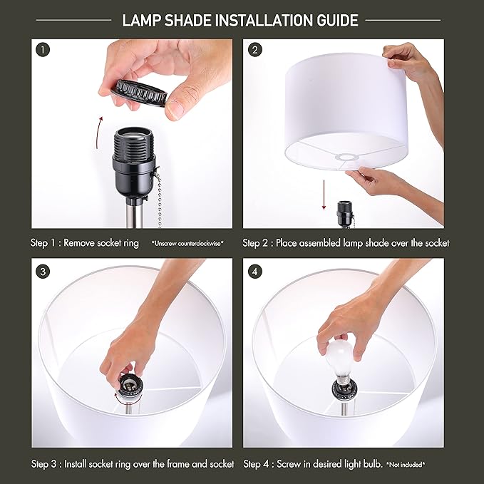 O’Bright Ted - Drum Shade Standing Lamp, Pull Chain Switch, E26 Socket, Modern Minimalist Design, Simple Floor Lamp for Living Room, Bedroom, Office, Brushed Nickel - LeafyLoom