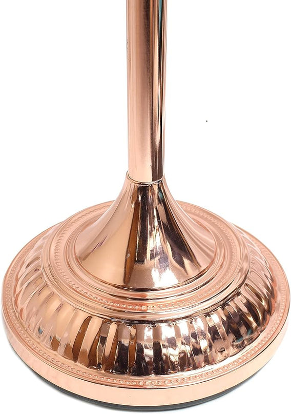 Elegant Designs LF2001-RGD 1 Light Torchiere Marbleized White Glass Shade Floor Lamp, Rose Gold - LeafyLoom