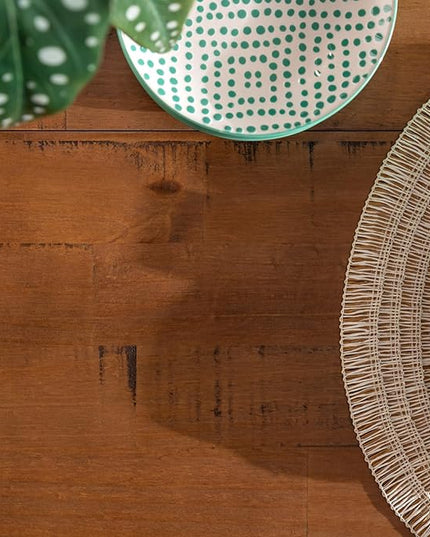Walker Edison Andre Modern Solid Wood Dining Table, 72 Inch, Rustic Oak - LeafyLoom