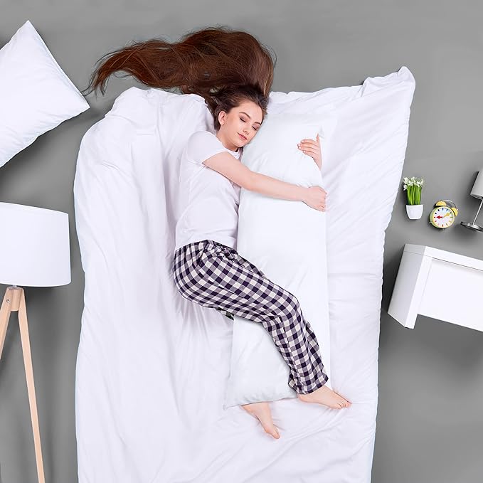 Utopia Bedding Full Body Pillow for Adults (White, 20 x 54 Inch), Long Pillow for Sleeping, Large Pillow Insert for Side Sleepers - LeafyLoom