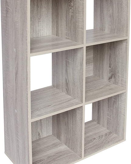PACHIRA E-Commerce 6 Cube Storage Organizer, Unit Shelf, Closet Cabinet, Bookshelf File Organizer Rack in Living Room, Bedroom, Study OAK GREY - LeafyLoom