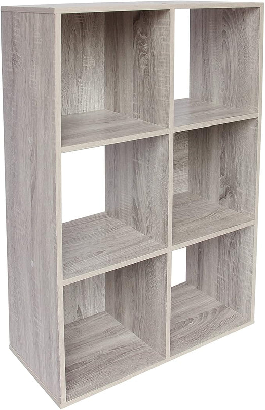 PACHIRA E-Commerce 6 Cube Storage Organizer, Unit Shelf, Closet Cabinet, Bookshelf File Organizer Rack in Living Room, Bedroom, Study OAK GREY - LeafyLoom