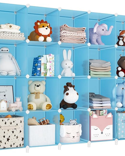 HOMIDEC 20-Cube Storage Organizer, Closet Organizer Storage Shelf Bookcase Bookshelf with Metal Hammer, Storage Cubes Organizer Cabinet for Kids, Closet, Bedroom, Bathroom - LeafyLoom