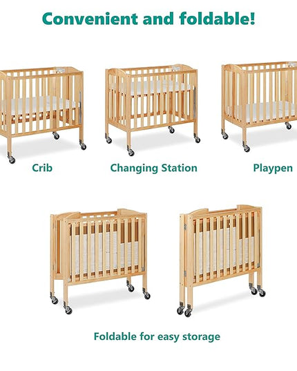 3-in-1 Folding Portable Crib, Natural, Large - LeafyLoom