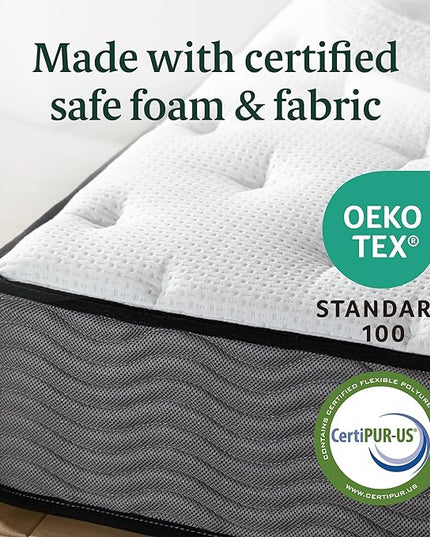 ZINUS 10 Inch True Support Hybrid Mattress [New Version], Twin, Fiberglass free, Medium Feel, Motion Isolation, Certified Safe Foams & Fabric, Mattress in A Box - LeafyLoom