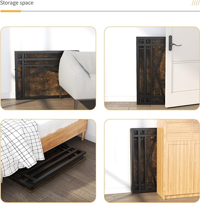 32 inch Small Folding Computer Desk, Writing Gaming Computer Desk for Small Spaces, No Assembly Required Home Office Desk, Rustic Brown - LeafyLoom