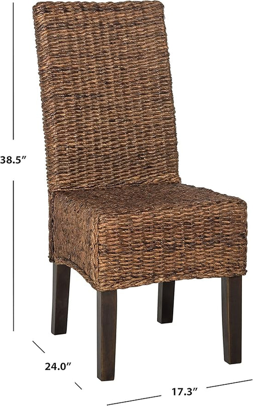 Safavieh Home Collection Avita Brown Wicker 18-inch Dining Chair (Set of 2) - LeafyLoom