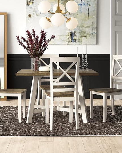NicBex Dining Table Set for 4 Corner Dining Table Set Modern Farmhouse Style 5 Piece Pack Dinette Set for Breakfast Nook, Living Room, Easy Assembly, Multicolor - LeafyLoom