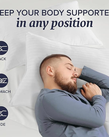Beckham Hotel Collection Bed Pillows Standard / Queen Size Set of 2 - Down Alternative Bedding Gel Cooling Pillow for Back, Stomach or Side Sleepers - LeafyLoom