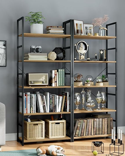OTK 5 Tier Bookshelf, Tall Bookcase, Office Shelf Storage Organizer, Modern Book Shelf for Living Room, Bedroom, and Home Office, Natural - LeafyLoom
